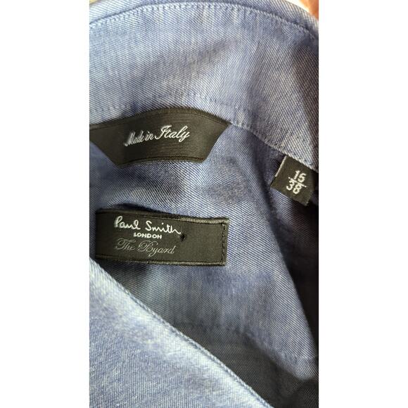 Paul‎ Smith Men Dress Shirt Size 38 Byard Solid Blue Button Up Preppy Italy Work - Picture 5 of 10